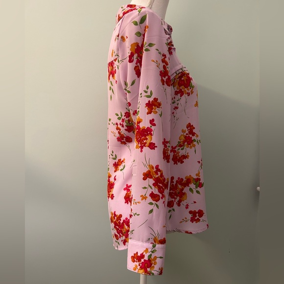 Nanette Nanette Lepore Pink Floral Long Sleeve Button Down Blouse - Picture 7 of 10